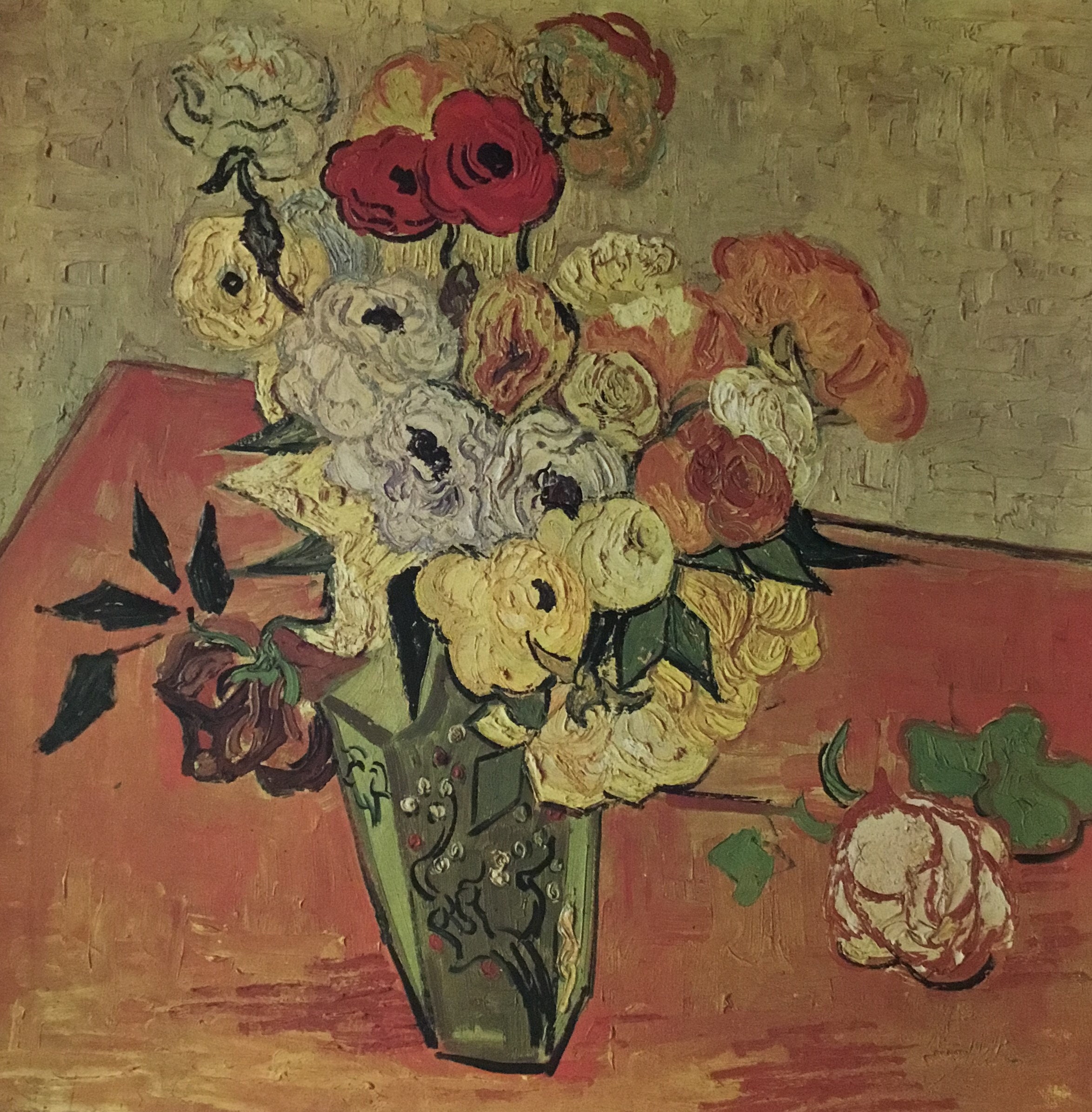 Vincent Van Gogh Japanese Vase With Roses and Anemones Custom Framed ...