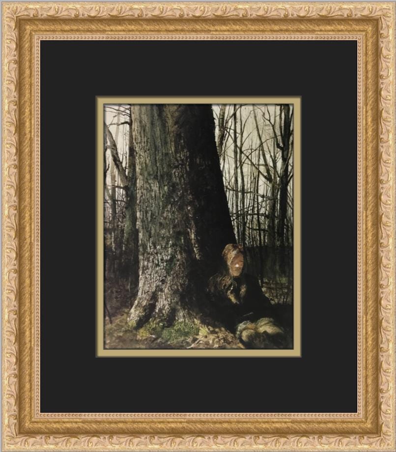 Andrew Wyeth Helga Seated by A Tree Custom Framed Print - Etsy
