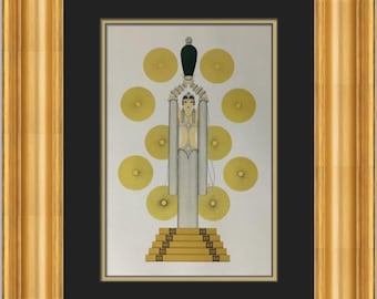 Erte Emerald Vase I Custom Framed Print
