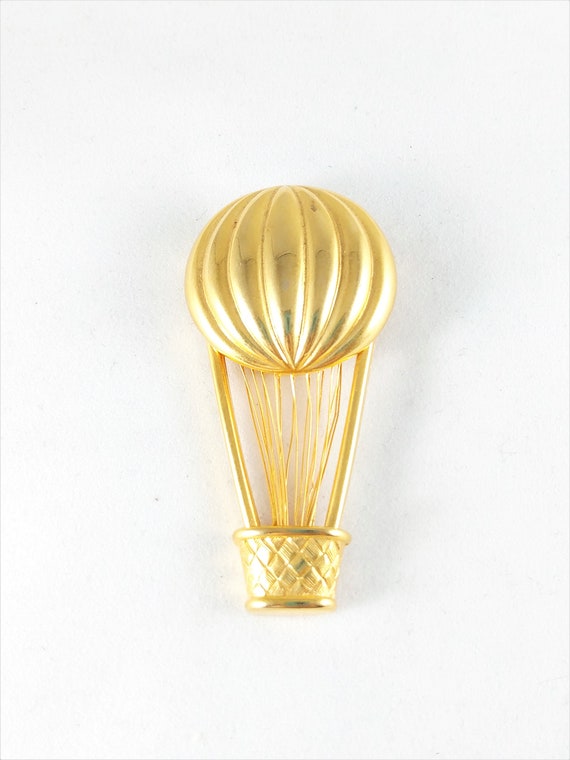 M Jent Hot Air Balloon Brooch Pin Gold Tone Metal 