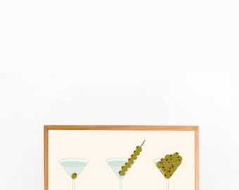 Dirty Martini Olive Art Print: Funky Bar Cart Cocktail Poster