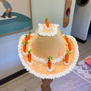 Carrot Cake Fake Cake Cowboy Hat | Orange Cowgirl Hat | Cake Hat | Faux Cake | Funky Hat | Cake Art | Western Hat | Carrot Hat | Faux Cake