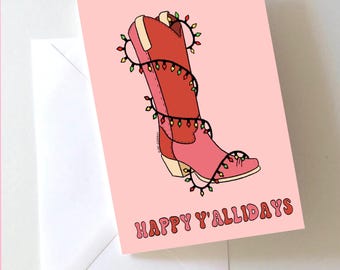 Happy Yallidays Cowgirl Boot Christmas Card (Digital Download)