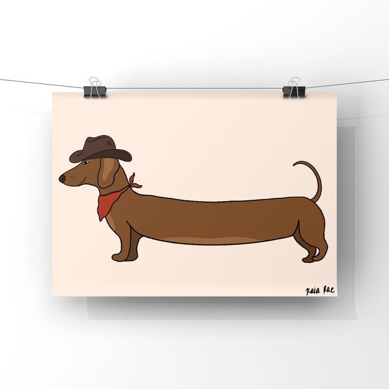 Cowboy Dachshund Art Print: Western Dog Wall Decor image 3