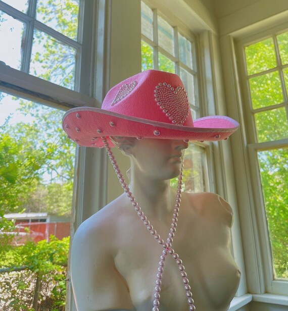Custom Pink Pearl Heart Cowgirl Hat - Etsy