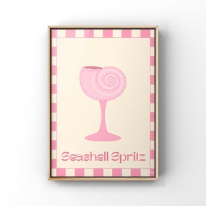 Seashell Spritz Cocktail Art Print / Cocktail Art / Decoración de pared / Bar Cart Art / Aperol Spritz / Seashell / Linda decoración del hogar / Cartel de cóctel