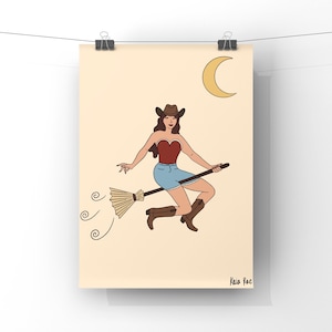 Böse Hexe des Wilden Westens Digitaler Download | Cowgirl Kunst | Hexenkunst | Halloween-Dekor | Gruselige Kunst | Witchy Dekor | Western Kunstdrucke