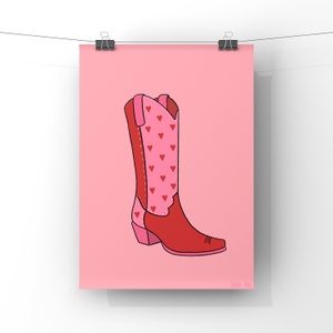 Valentines Cowgirl Boot Digital Download| Western Boot Art | Digital Print | Downloadable Art | Western Art | Art Print | Cowboy Boot Poster