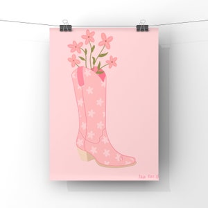 Pink Boot Flower Vase Digital Download | Western Boot Art | Digital Print | Downloadable Art | Western Art | Flower Art Print | Cowgirl