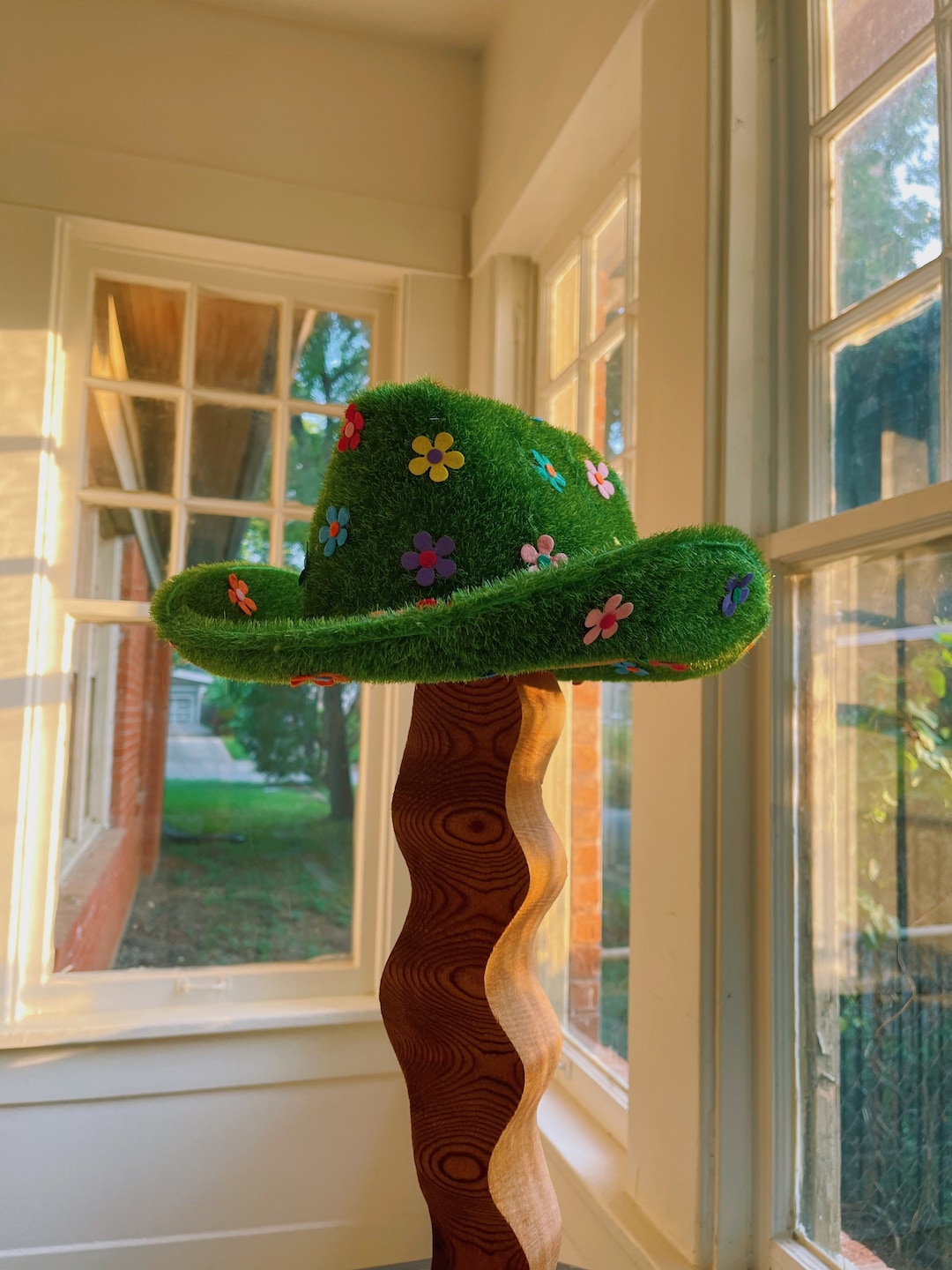 Turf Flower Cowgirl Western Hat Cowboy Hat Floral Hat Green Cowgirl Hat