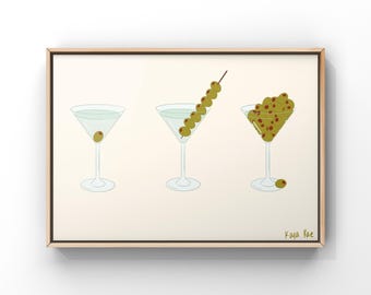 Dirty Martini Olive Art Print: Funky Cocktail Bar Cart Decor
