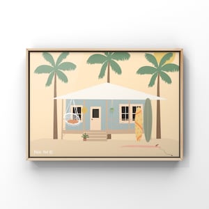 Surf Shack Art Print | Surf Illustration | Beach Prints | Ocean Art | Surfing Poster | Surf Shack | Coastal Cowboy | House Art | Palm Tree