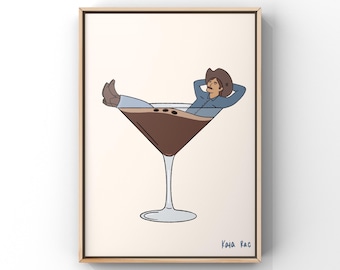 Cowboy Espresso Martini Art Print: Western Cocktail Bar Cart Decor