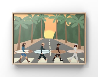 The Beatles Abbey Road Surfer Cowboys Art Print | Surf Art | Surf Illustration | Beach Prints | Band Art | Surf Poster | Western Art