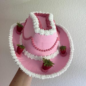 Strawberry Shortcake 2.0 Fake Cake Cowboy Hat | Cowgirl Hat | Faux Cake | Birthday Hat | Western Hat | Vintage Cake | Strawberry Shortcake