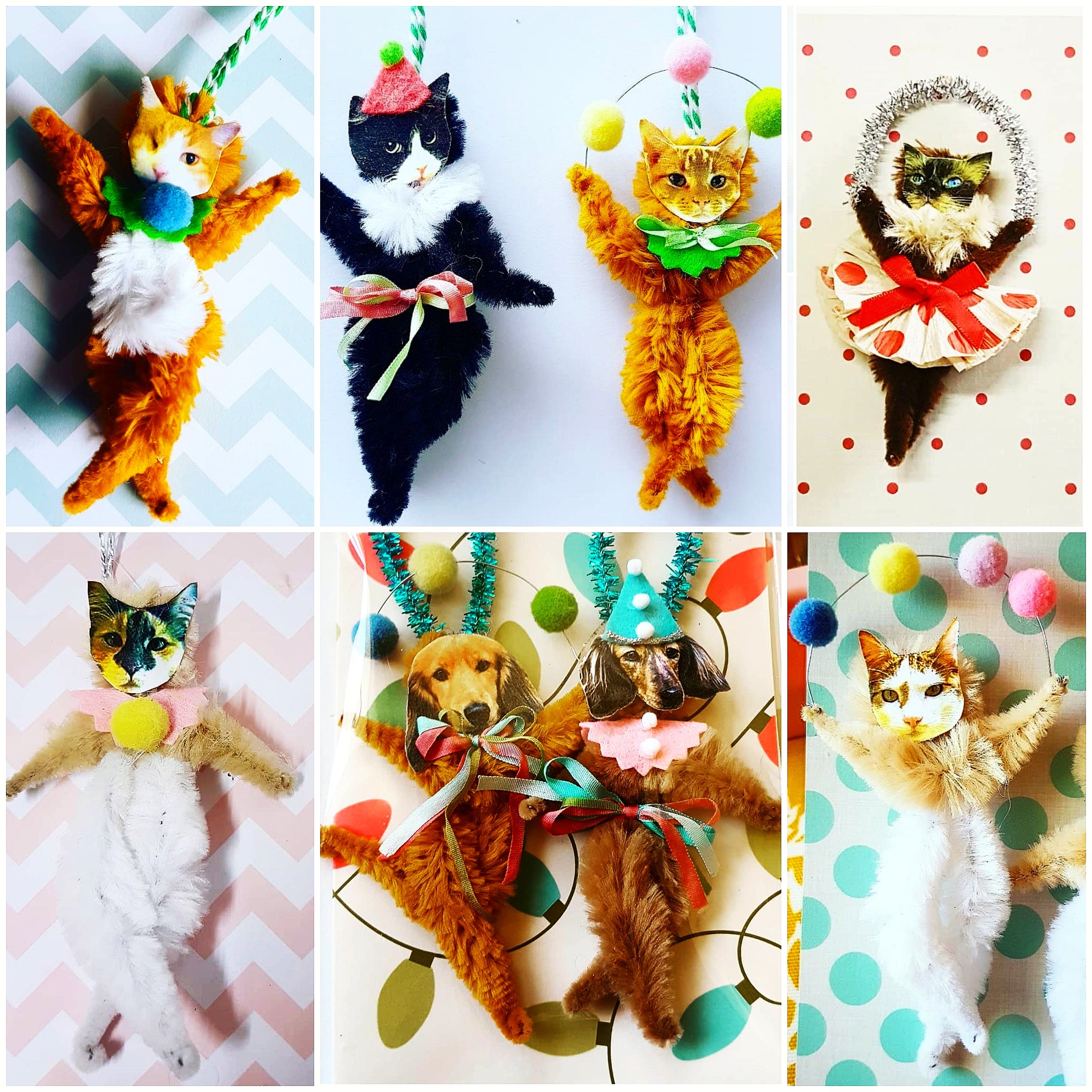 Personalised vintage style Bump chenille cat or dog ornaments Etsy