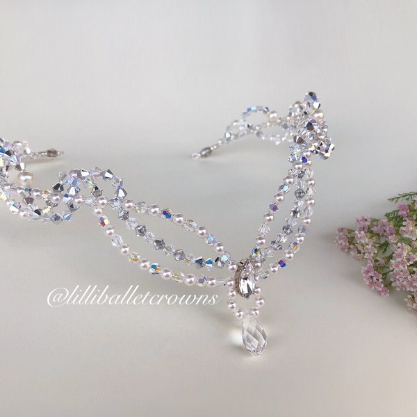 Ballet tiara professional, Swarovski tiara, La Bayadere tiara, The shadow tiara, Arabian tiara, white tiara, Crystal headpiece