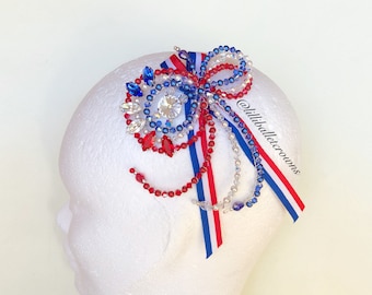 Flame of Paris, French Cockade, ballet tiara, ballet headpiece, whole Swarovski stones, beads and pearls