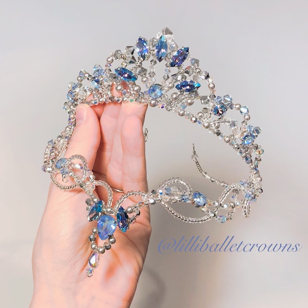 Blue Bird Tiara, Le Corsaire tiara, BALLET tiara, ballet headpiece, Blue tiara, Swarovski tiara, Silver Fairy, Odalisque tiara,