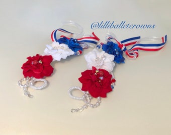 Flame of Paris BALLET HEADPIECE,  flowers for ballerinas’buns, Flame of Paris hairpieces