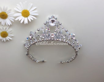 Ballet tiara professional, White Silver and Crystal tiara, Snow queen tiara, Shadow tiara, Swarovski tiara, silver tiara, La Bayadere tiara