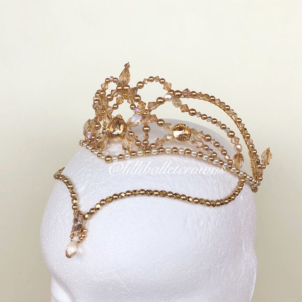 Professional BALLET TIARA, Gold ivory ballet headpiece, Gamzatti tiara, Odalisque variation, Medora tiara, Arabian Dance,