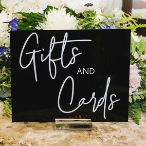 Gifts and Cards Modern Minimalist Clear Glass Look Acrylic Wedding Sign, 8x10 Gifts and Cards Lucite Perspex Table Sign