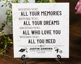 Congratulations On Your Graduation Tile Plaque Gift For High School, College, Grad, MBA, Law, Med School Student Present W/ Stand