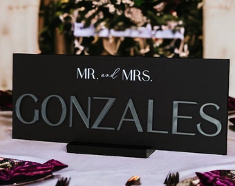 Gold Silver Or Rose Gold Mirrored Acrylic Wedding Head Table Mr Mrs Mirror Sign, Last Name Bride Groom Newlywed Sweetheart Table Signage