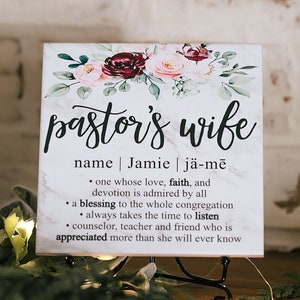 Pastor's Wife Appreciation Day Tile Plaque Gift and Stand Christian Minister Gift Idea, Preacher Spouse Recognition Award From Congregation