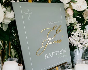 Welcome To The Baptism Celebration Of Acrylic Sign with 3D Lettering, Christening, Communion, Confirmation Ceremony Decor Entrance Signs