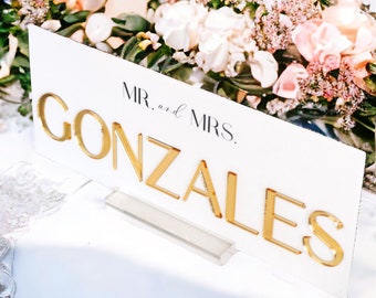 Gold Silver Or Rose Gold Mirrored Acrylic Wedding Head Table Mr Mrs Mirror Sign, Last Name Bride Groom Newlywed Sweetheart Table Signage
