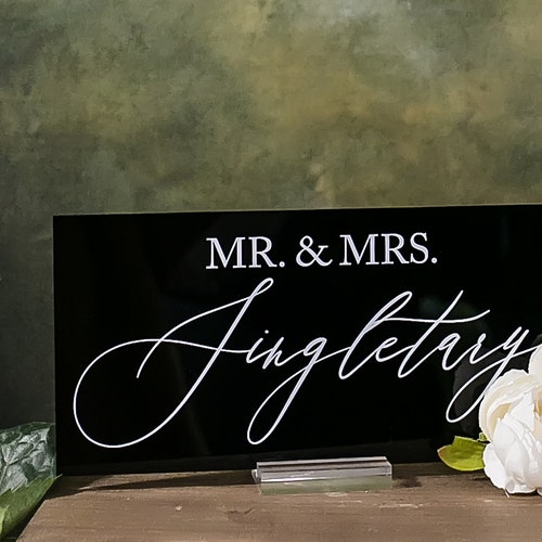 Mr And Mrs Table Signs Clear Glass Look Acrylic Head Table Etsy