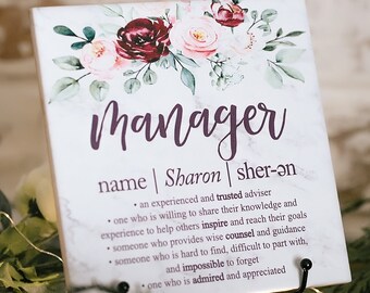 gift ideas for dissertation supervisor Marble Manager Supervisor Boss Definition Plaque + Stand, Thank You Mentor Sign, Appreciation For Retirement, Teacher, Counselor, Coach