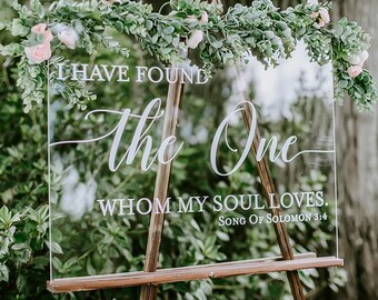 I Have Found The One Whom My Soul Loves Wedding Acrylic Welcome Sign, Song Of Solomon Personalized Modern Sign Decoration for Display