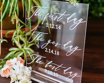 The First Day, The Yes Day, The Best Day Sign Acrylic Wedding Sign, Sweetheart Table Wedding Clear Glass Look Minimalist Modern Decor