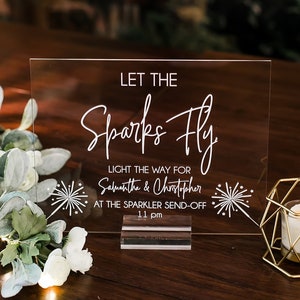 Let The Sparks Fly Light The Way Sparkler Sendoff Clear Glass Look Acrylic Wedding Sign, Sendoff,