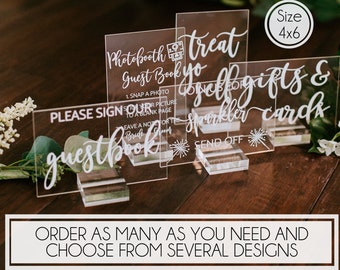 Set of 4x6 OR 5x7 Acrylic Wedding Signs, Gifts and Cards, In Loving Memory, Please Take One Favors Clear Glass Modern Calligraphy Sign, MB