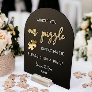 3D Mirror Laser Cut Without You Our Puzzle Isn't Complete Wedding Puzzle Piece Guestbook Acrylic Sign, Please Sign A Piece