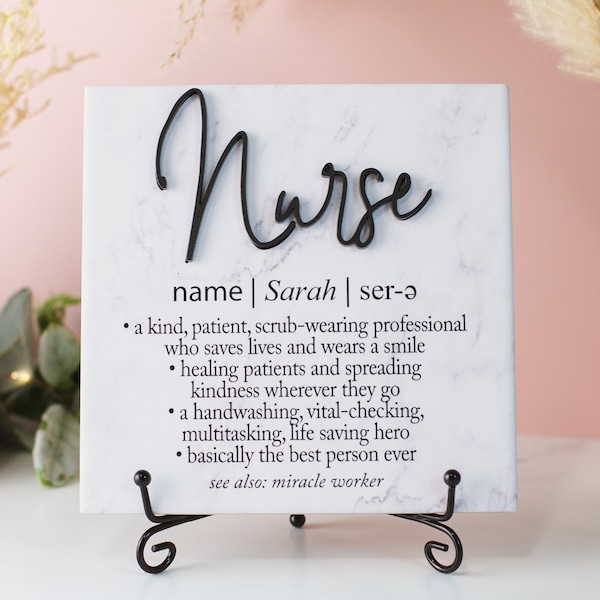 3D Nurse Ceramic Plaque With Stand, Thank You RN Sign, Hospital Staff Retirement Appreciation, Doctor, Surgeon, LPN and Med School Grad Gift