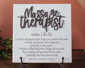 3D Massage Therapist Ceramic Tile Plaque With Stand, Thank You Mentor Sign, Spa Staff Gifts, Knotty or Nice, Hands That Heal, Entrepreneur