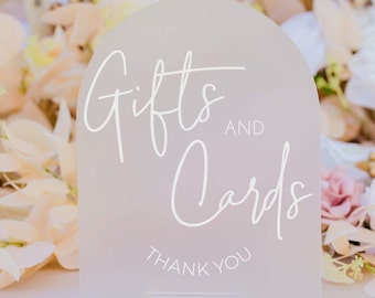 ARCH Acrylic Gifts and Cards Thank You Modern Minimalist Clear Glass Look Acrylic Wedding Sign, Gifts and Cards Lucite Perspex Table Sign