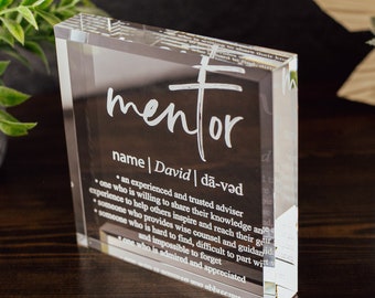 Mentor Definition Crystal Glass Plaque, for Employee Recognition, CEO, Life Coach Trophy, Appreciation Gift Plaque, Present from Staff, Boss