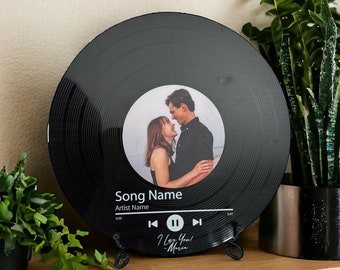 Custom Acrylic Photo Album Cover Vinyl Record Gift, Customized Song Recording for Women, Birthday Anniversary Couples Wedding Sign Plaque