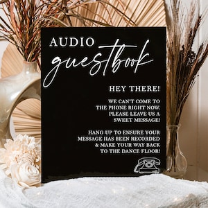 Audio Guestbook Pick Up The Phone Leave A Message For The Newlyweds Clear Glass Look Acrylic Modern Wedding Sign, Guest Book Lucite