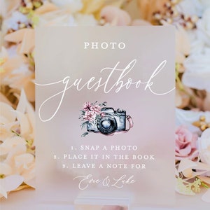 Photo Guestbook Snap A Photo Place It In The Book For The Newlyweds Acrylic Wedding Sign, Photo Booth Station Guest Book Lucite