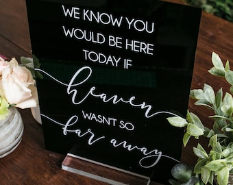 We Know You Would Be Here Today If Heaven Wasn't So Far Away Memorial Clear Glass Look Acrylic Wedding Sign Those Forever In Hearts