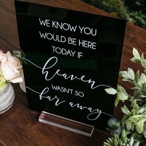 We Know You Would Be Here Today If Heaven Wasn't So Far Away Memorial Clear Glass Look Acrylic Wedding Sign Those Forever In Hearts