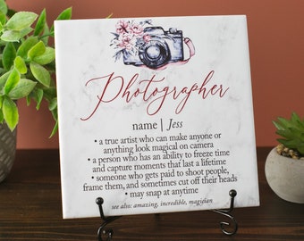 Photographer Definition Plaque With Stand, Thank You Sign, Custom Appreciation For Retirement, Family Photos, World's Best, We Love You Gift