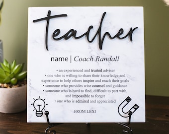 3D Science Teacher Appreciation Tile Plaque Gift From College, High School Student or Child to Professor, Elementary Teacher, Mentor